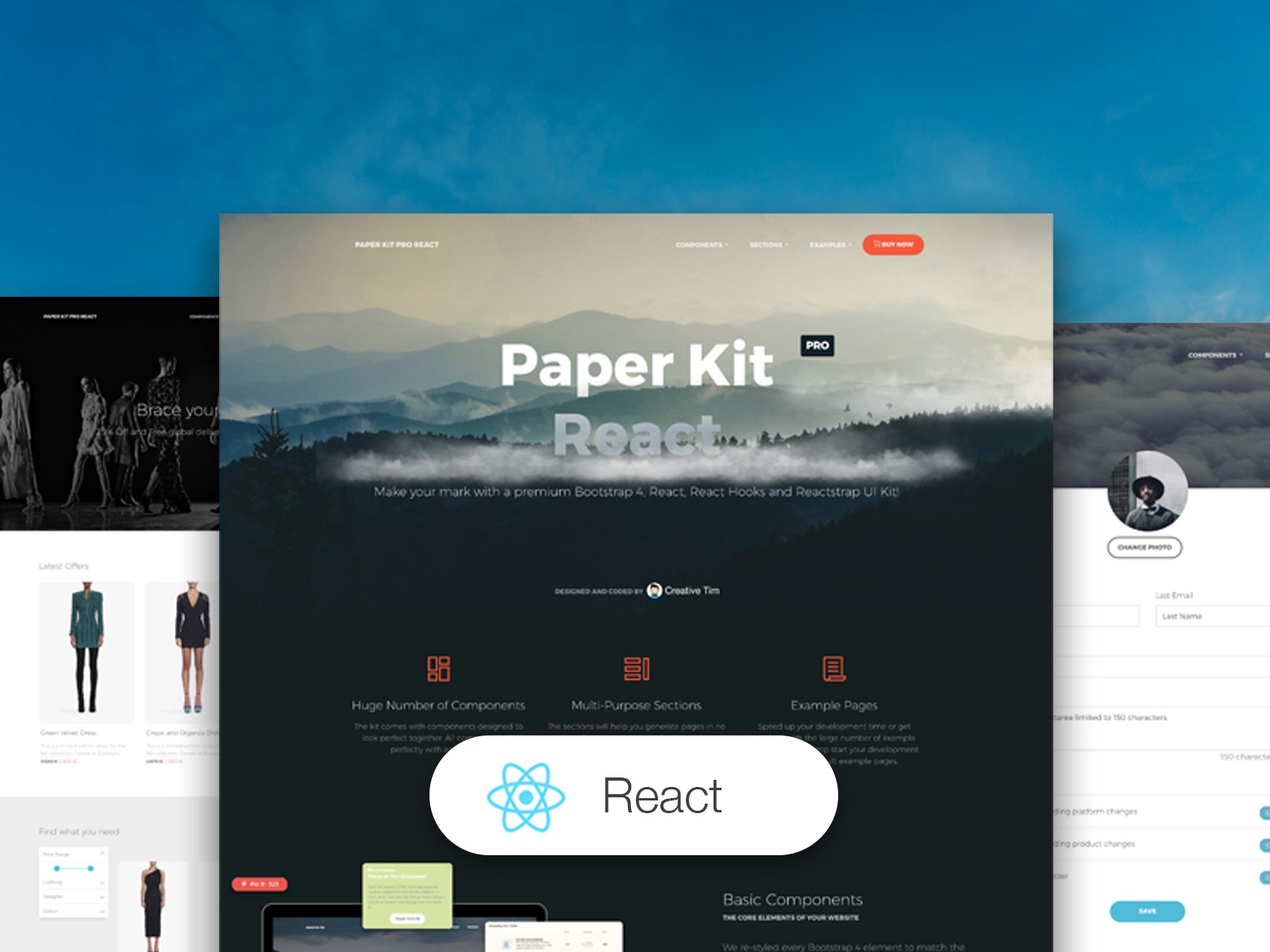 React portal. Ant Design UI Kit. React landing Page. Paper Bootstrap. Website by React.